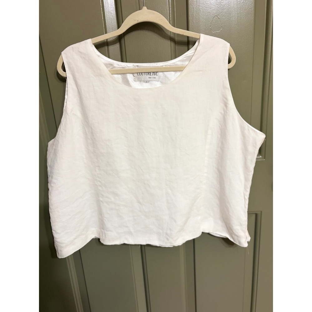 Couture Inc | 100% Linen Plus size Sleeveless Tank  | Size 22 | White |